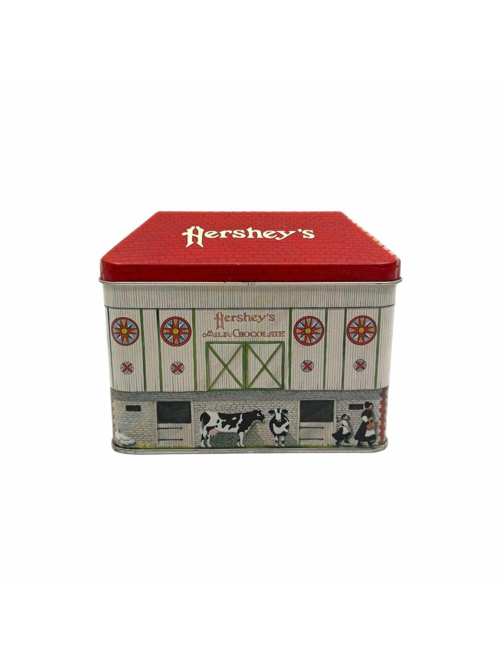 Vintage Hershey’s Milk Chocolate Metal Tin House – Farm Barn / Cow Design